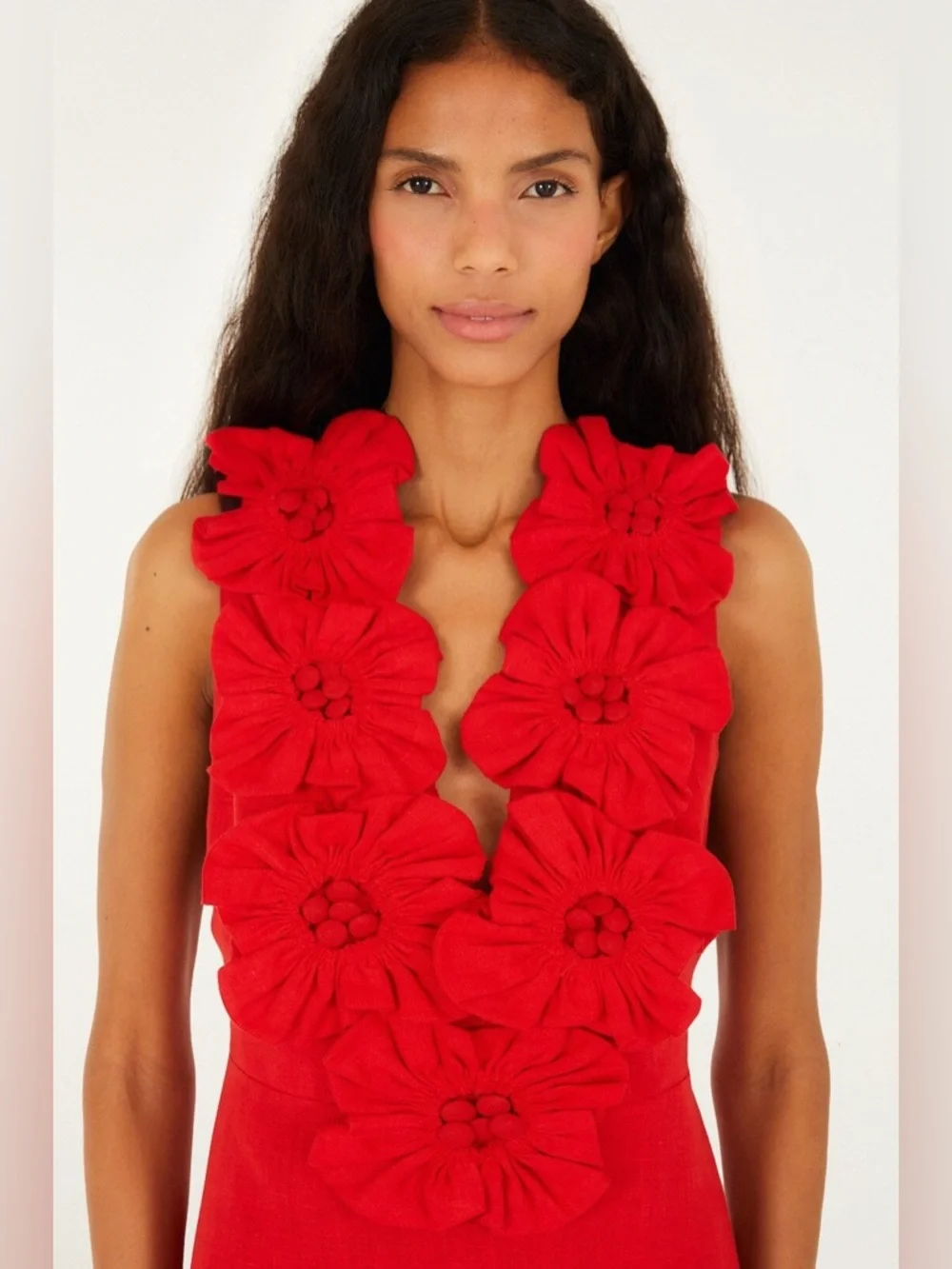 Farm Rio: Red 3d Flower Euroflax Premium
Linen Maxi Dress - Picture 4 of 15